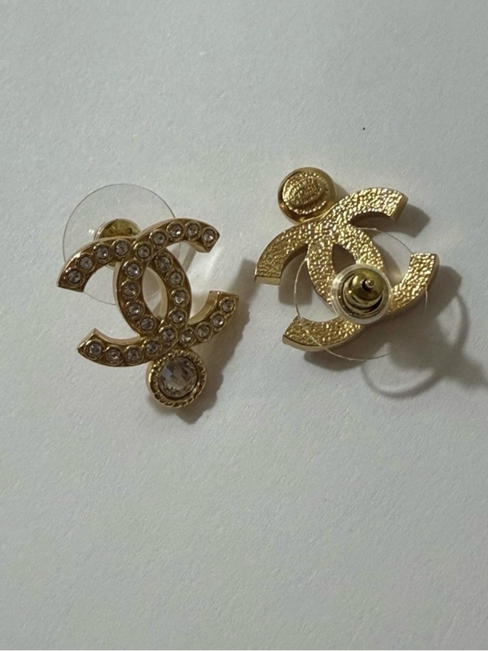 Chanel Gold Crystal CC Earrings - Picture 3 of 4